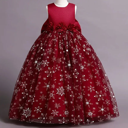 Fashion Bow Flower Girl Dresses Mesh Lace Sleeveless Girls Dresses for Party and Wedding Summer Girls Party Dresses 3-12 Years