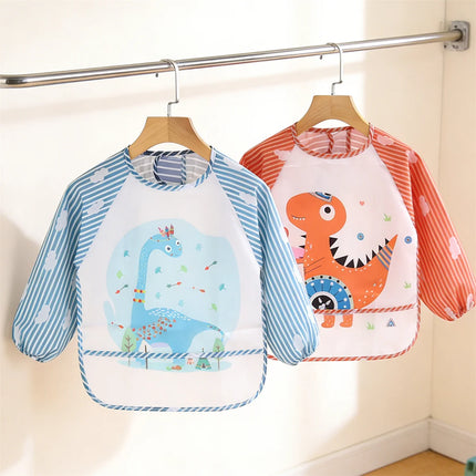 2pcs Waterproof Full Sleeve Baby Bibs Children Apron Long Sleeve Feeding Smock Kids Eating Breastplate Infant Scarf Clothing