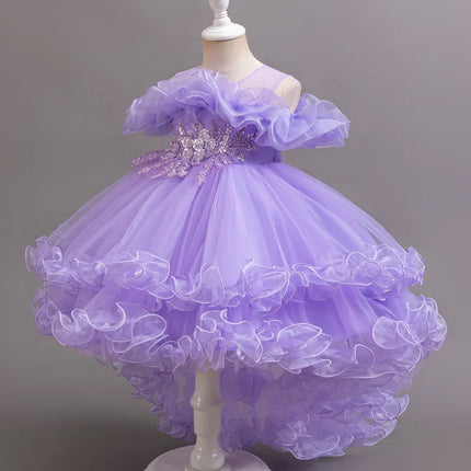 Girl Flower Princess Sequins Baby Wedding Christmas Party Tail Dress Birthday Party Wedding Flower Girl Sweet and Cute Dress