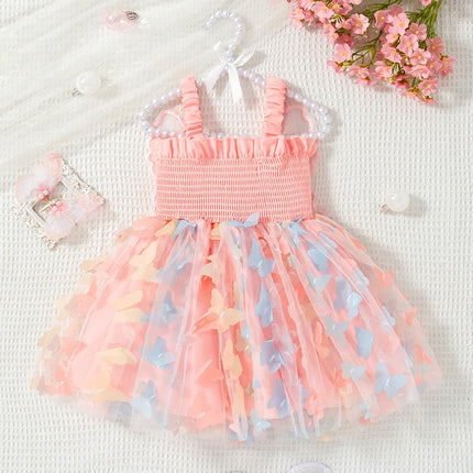 Baby Girl Dress Summer Butterfly Mesh Suspender Girl Dress Cute Back Wings Girl Wedding Flower Girl Dress
