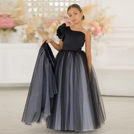 Simple White Flower Girl Dress Short Tutu Tulle Gown Toddler Girl Formal Dress for Wedding Birthday 130-170cm