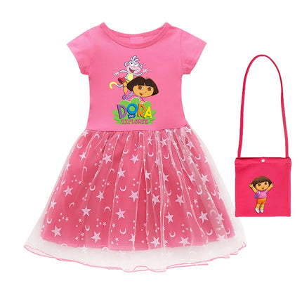 Kids Dress Dora Summer Baby Girls Princess Dress Children Wedding Birthday Party Clothes Christmas Halloween Costume