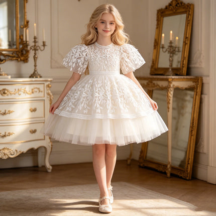 Summer Flower Party Girls Dress Elegant Tulle Bridesmaids Birthday Princess Dresses Girl Gala Wedding Pageant Prom Gown Vestidos