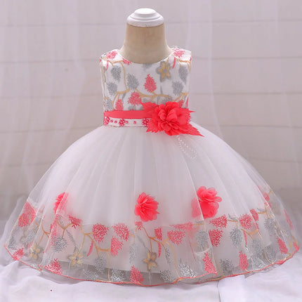 Infant Baby Girl Dress Tulle Baptism Dresses for Girls 1st Year Birthday Beading Lace Appliqued Party Wedding Prom Kids Clothes