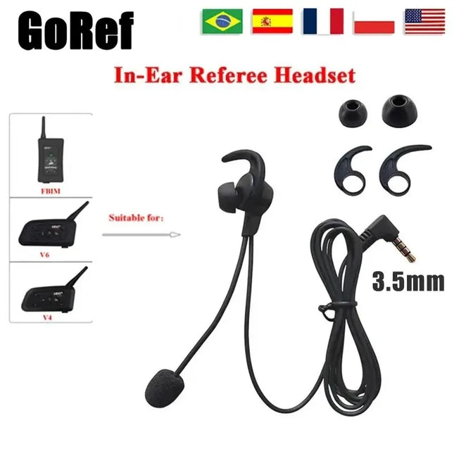 GOREF 3.5mm Jack In-ear Earphones Football Soccer Referee Referees Headphone for V4C PLUS/V6C/FBIM Motorcycle Helmet Headset