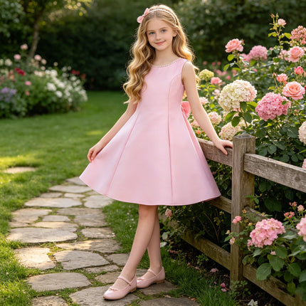 Fashion Baptism Party Prom Girls Dress Elegant Bow Wedding Bridesmaids Princess Dress for Girl Gala Birthday Graduation Costumes