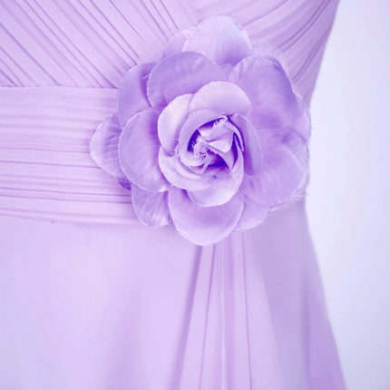 Children Girls Elegant Evening Birthday Party Maxi Dress Sleeveless Ruched Bodice Chiffon Princess Gown Wedding Bridesmaid Dress