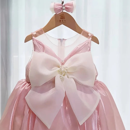Summer Baby Girls Elegant Bowknot Pink Princess Dresses Girls Fashion Tutu Dress Baby Kids Cute Birthday Party Clothes Wedding