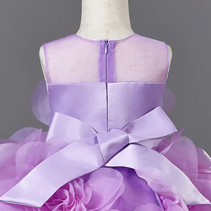 Girls Princess Dress Luxury Elegant Lilac Sleeveless Party Evening Dresses Kids Wedding Birthday Ball Gown For Girl Children