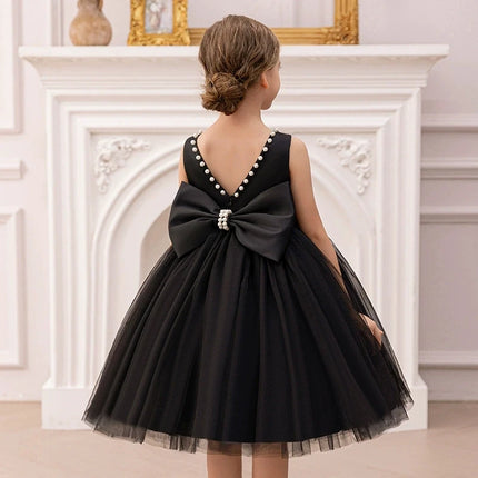2-10 Years Girls Princess Dress Summer Tulle Big Bow Girls Wedding Dress Piano Performance Costume Host Costume New Kids Clothes