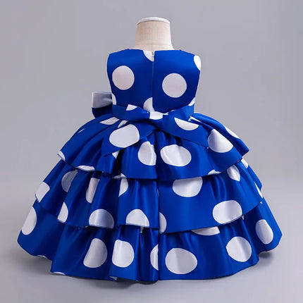Polka Dot Girl Layered Dress Wedding Birthday Party Children's Princess Gown Kids Fashion Clothing Vestidos Toddler Dresses
