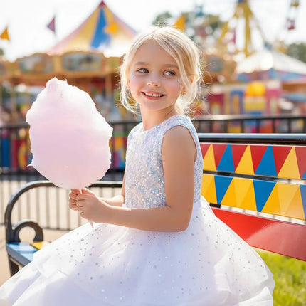 Summer Sequins Bow Party Dress For Girl Christmas Costume Elegant Wedding Princess Girls Dresses Lace Birthday Prom Gown Evening