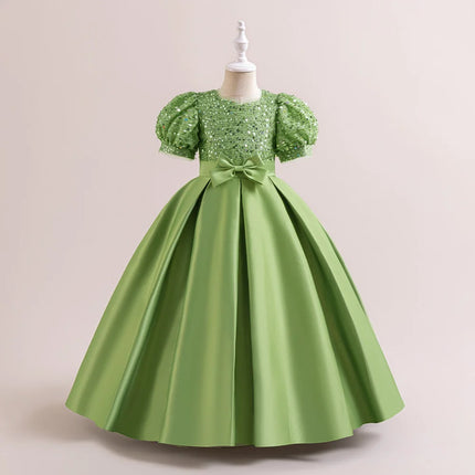 Christmas Sequin Bridesmaid Girl Dresses Elegant Bow Wedding Party Princess Prom Kids Dress For Girls Birthday Evening Costumes