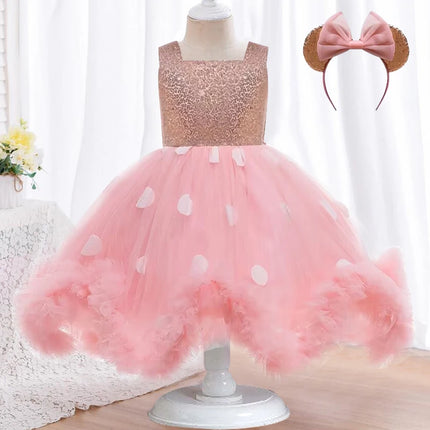 1-6-year-old baby's first birthday party fluffy mesh Tutu Dress New Flower Girl irregular skirt dress wedding party dinner dress
