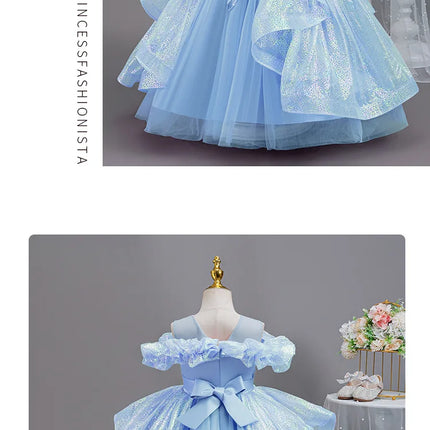 HETISO Elegant Flower Girl Dress Appliques Sleeveless Kids Children's Wedding Birthday Prom Communion Ball Gown 4-12Y