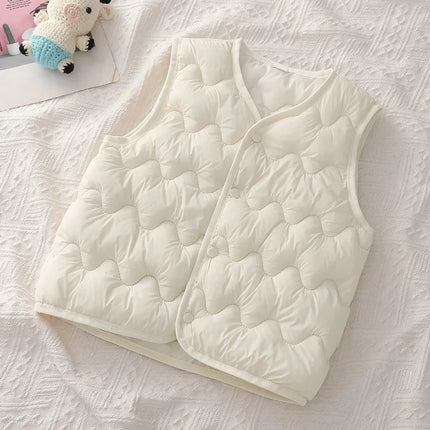 New Children Warm Cotton Vest Fashion Solid Boys Girls Baby Toddler Autumn Winter Waistcoats Casual Versatile Kids Clothing Tops