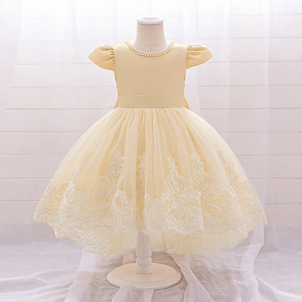 Big Bow Baby Girls 1st Birthday Princess Dress Toddler Infant Embroidery Flower Baptism Girl Party Dresses for Kids Wedding Gown