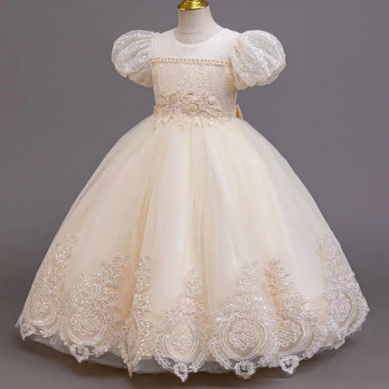 New Girl Evening Dresses Festive Clothing Children Elegant Wedding Dress for Party Girls' White Clothes