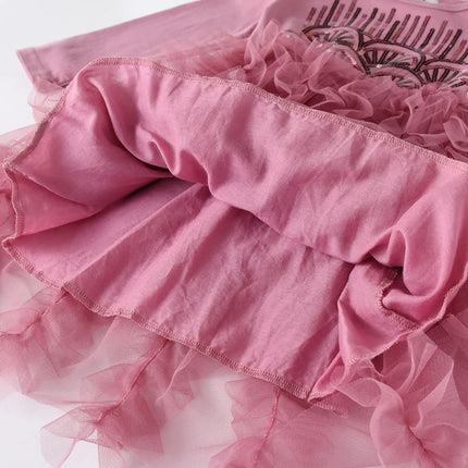 DXTON Sequined Princess Girls Tutu Dresses Irregular Mesh Luxury Children Dress Wedding Birthday Party Elegant New Kids Costumes