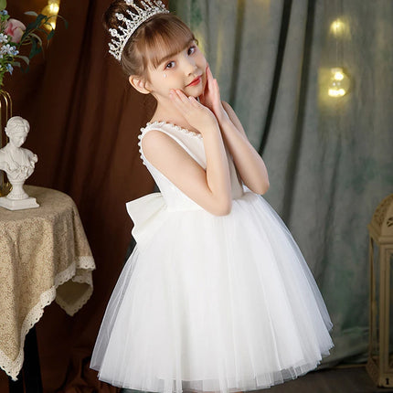 2-10 Years Girls Princess Dress Summer Tulle Big Bow Girls Wedding Dress Piano Performance Costume Host Costume New Kids Clothes
