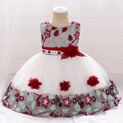 Infant Baby Girl Dress Tulle Baptism Dresses for Girls 1st Year Birthday Beading Lace Appliqued Party Wedding Prom Kids Clothes