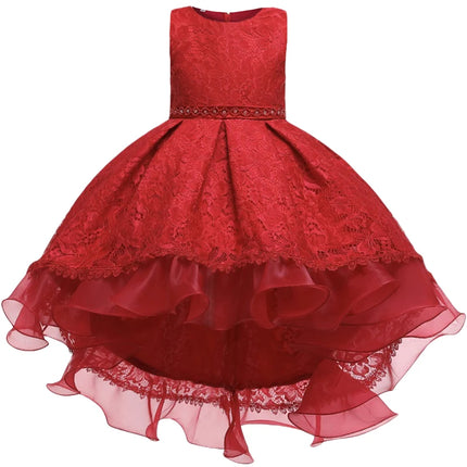Baby Girls Princess Lace Flower Wedding Christmas Party Tutu Dress Children Kids Elegant Vestidos for 4-15Years Teenager Wear
