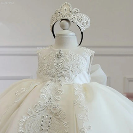 Girls Flower Girl Dress Tutu Princess Gown for Wedding Children First Birthday Party Pageant Christening Celebration Kid Dresses