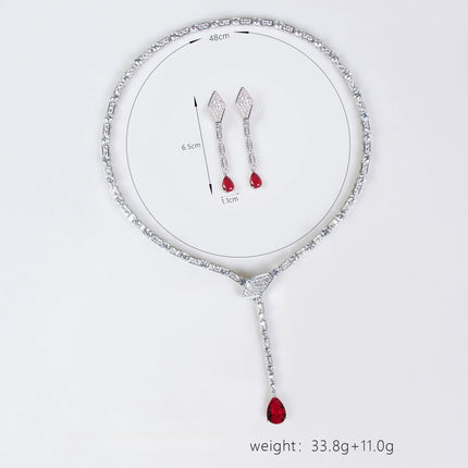 S925 Silver Snake-Shaped Necklace Set with Full Zirconia Pave