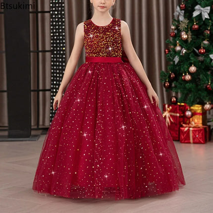 Princess Long Dress Flower Girl Dress Luxury Wedding Formal Dress Teenage Kid Host Piano Performance Birthday Party Gowns 8-14Y
