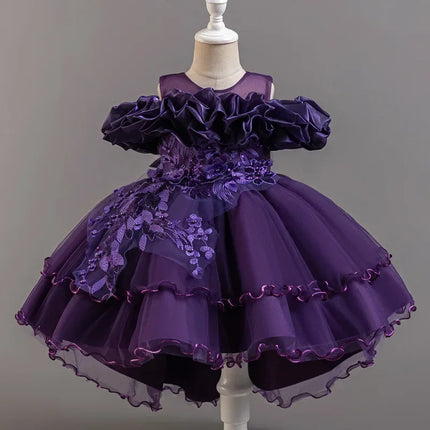 Fashion Flower Girl Dresses for Weddings Lace Mesh Sleeveless Party Dress for Kids Girl Summer Girls Party Dress 2-12 Years