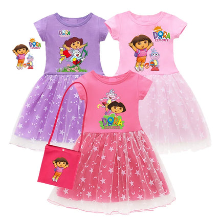Kids Dress Dora Summer Baby Girls Princess Dress Children Wedding Birthday Party Clothes Christmas Halloween Costume