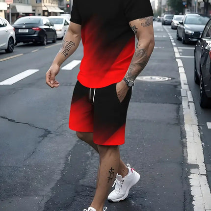 Summer Fashion Trend 3D Digital Printing Men's Short Sleeve Shorts Suit