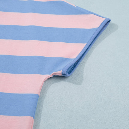 Pink Stripe Dolman Tee Drawstring Skort Athletic 2pcs Set