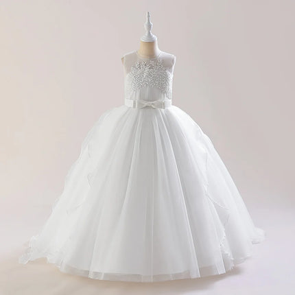Teens Girls Sequins Princess Party Dresses White Bridesmaid Flower Kids Dresses For Girl Wedding Prom Gown Pink Birthday Vestido