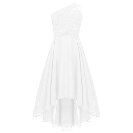 2026 Teens Girl's Dress for Wedding Party Sequin One Shoulder Princess Formal Gown for Holy Communion Chiffon Flower Girl Dress