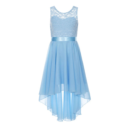 Kids Girls Sequins Ruched Party Birthday Wedding Bridesmaid Dress Sleeveless High-low Hem Summer Chiffon Princess Dress