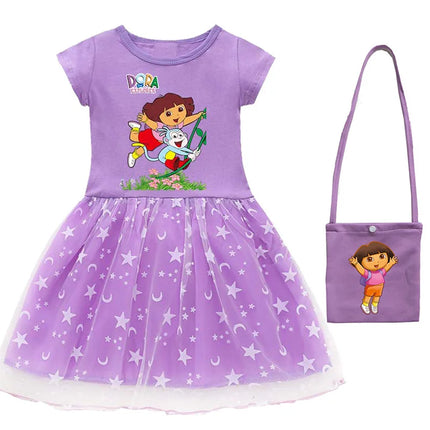 Kids Dress Dora Summer Baby Girls Princess Dress Children Wedding Birthday Party Clothes Christmas Halloween Costume