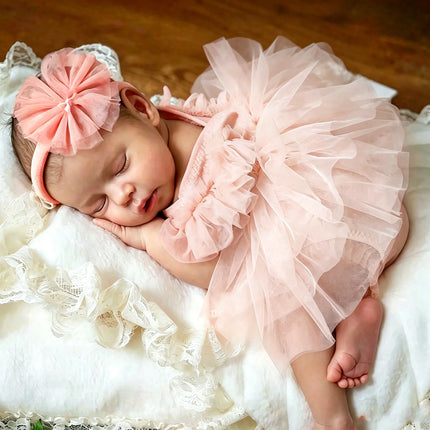 Ylsteed Newborn Photography Outfit Baby Tutu Dress + Headband Set 0-3M Soft Tulle Romper Princess Costume Photo Shoot Clothing