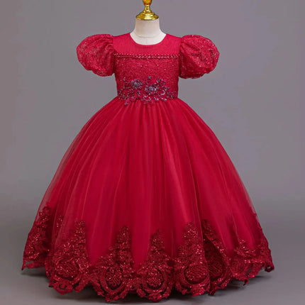 New Girl Evening Dresses Festive Clothing Children Elegant Wedding Dress for Party Girls' White Clothes