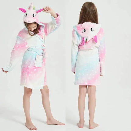 Animal Bathrobes for Girls Children's Pajamas Flannel Winter Boys Husky Robes Kids Home Clothing Baby Girl Warm Soft Nightgown