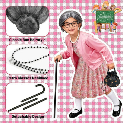 100 Days of School Theme Perform Costume Disguise Party Children Cosplay Costumes Granny Clothes Happy 100th Days of School Gift
