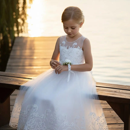 2026 Flower Girl Dresses For Weddings Lace Luxury Vestidos Princess Birthday Party Bridesmaid Dress For Kid 5-12 Years BIBIHOU