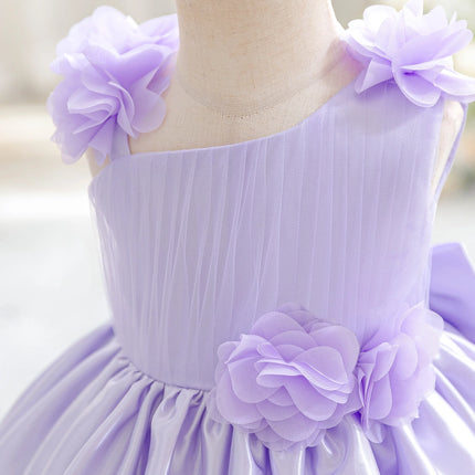 Toddler Flower 1st Birthday Party Baby Girls Dress Elegant Wedding Bridesmaids Princess Dress Girl Bow Baptism Banquet Prom Gown