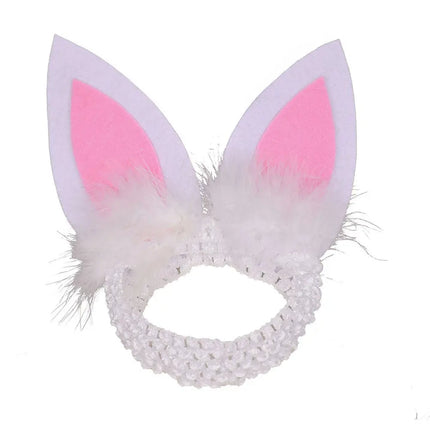 2Pcs Rabbit Costume Set White Size 110 Lovely Easter Party Headdress Dress Kid Festival Outfit Girl Cosplay Birthday Gift