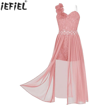 Girls Elegant Party Dress Wedding Birthday Prom Stage Pageant Gown Shiny Sequin Beaded Applique Lace Chiffon Jumpsuit Dresses