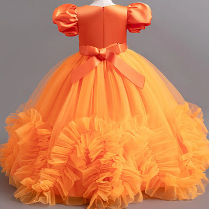 HETISO Girls Elegant Dresses Sequins Luxury Birthday Party Wedding Halloween Prom Gown Children's Princess Frocks 4 6 8 10 12Y