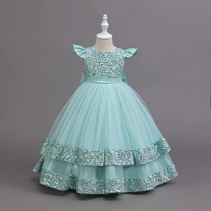 HETISO Elegant Girls Dresses For Christmas Wedding Children's Bridesmaid Ball Gown Kids Princess Birthday Party Clothes