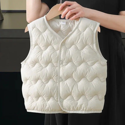 New Children Warm Cotton Vest Fashion Solid Boys Girls Baby Toddler Autumn Winter Waistcoats Casual Versatile Kids Clothing Tops