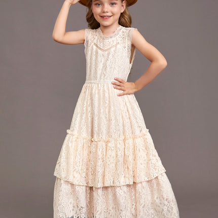 Girls Flower Dress Lace Cotton Dress Baby Kids Wedding Princess Party Dress Teenager Children Christmas Clothes for 4 6 8 10 12y