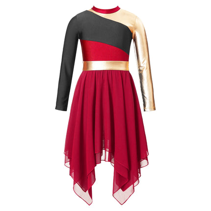 Girls Wordhip Liturgical Costume Lyrical Dance Dress Kids Celebration of Spirit Church Dress Dancewear Stage Performance Costume